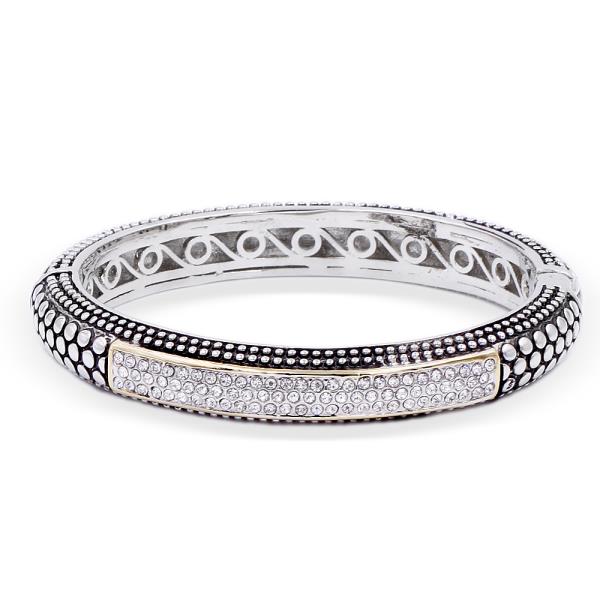 Rhinestone Studded Metal Bangle Bracelet