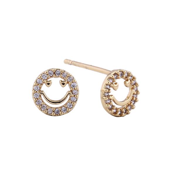 14K Gold White Gold Dipped Smile Stud Earring