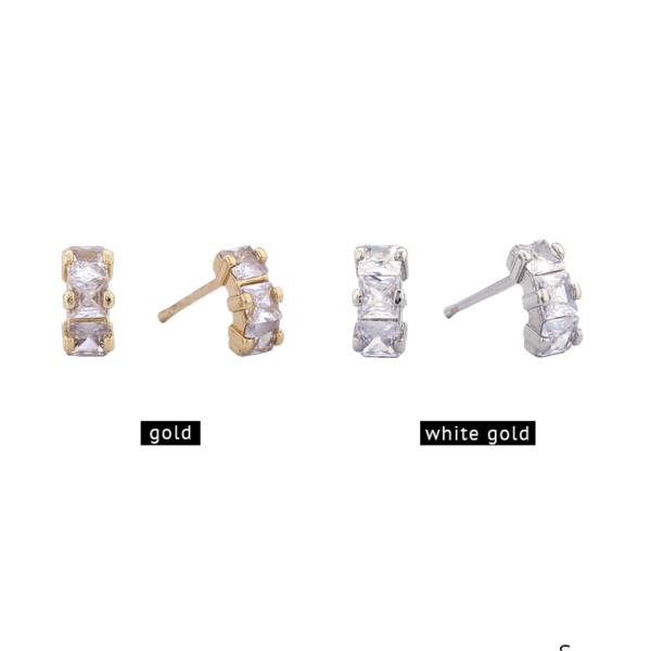 14K Gold White Gold Dipped Climber Stud Earring