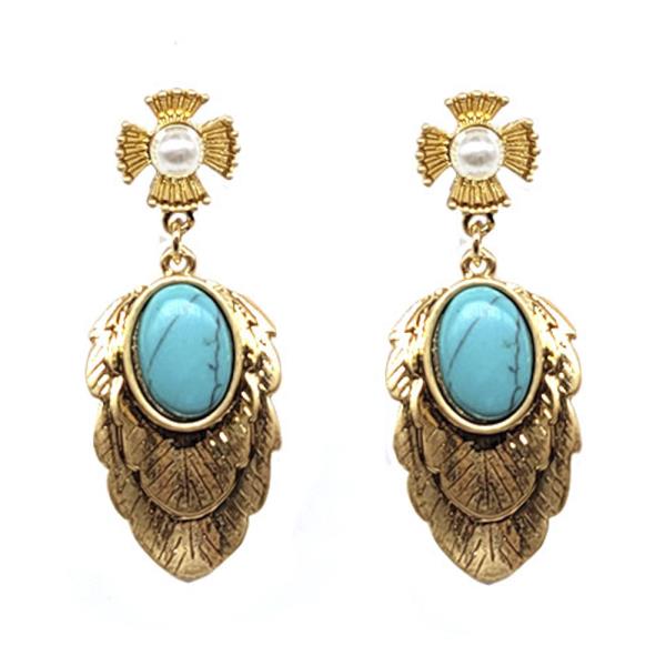 Western Metal TQ Stone Dangle Earring