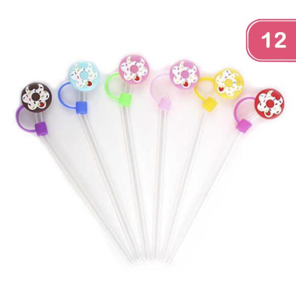 Donut Glass Straw with Cover (12 Units)