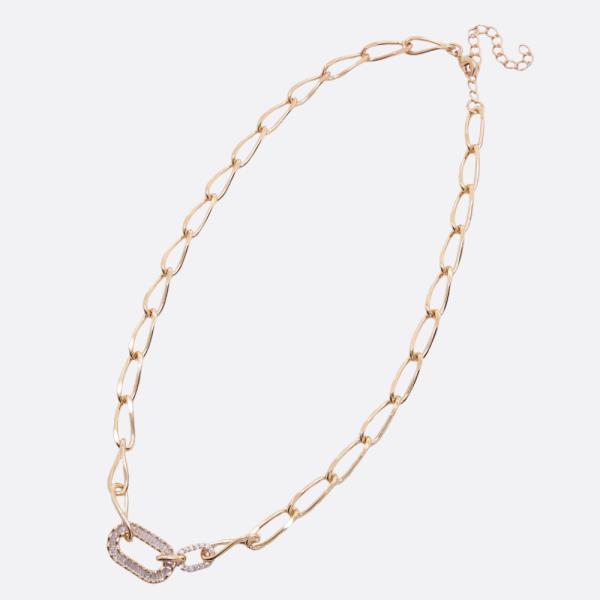 SODAJO Oval Rhinestone Gold Dipped Necklace