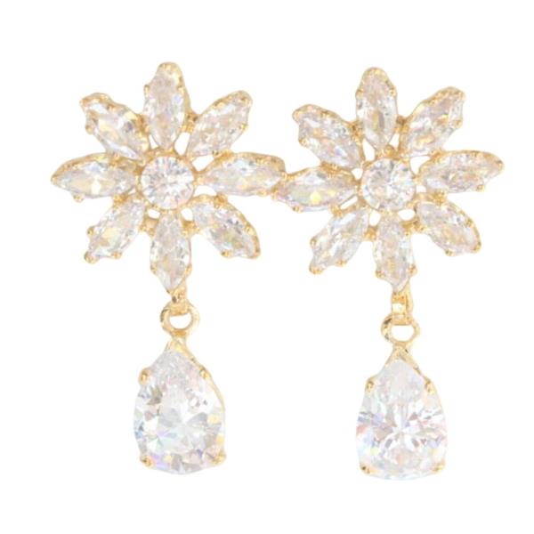CZ Crystal Stone Flower Earring