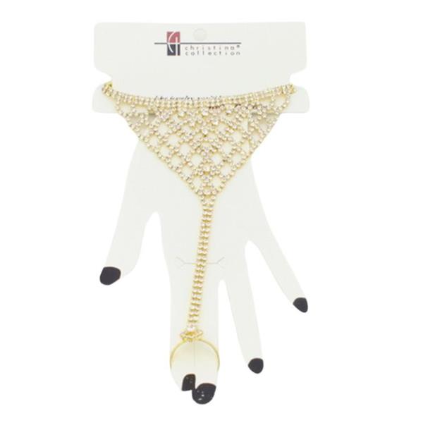 Rhinestone Ring Bracelet Hand Jewelry