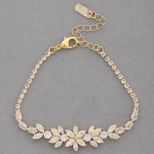 Flower Link Rhinestone Bracelet