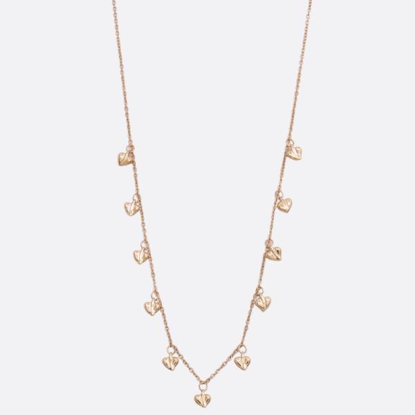 Heart Charm Station Metal Necklace