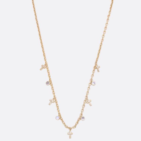 Cross Crystal Station Metal Necklace