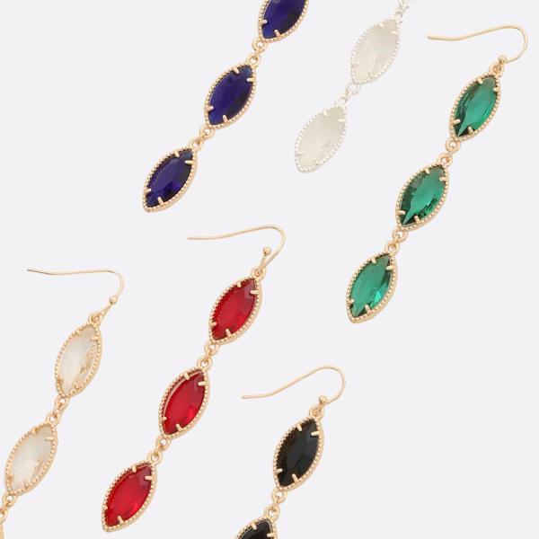 Triple Marquise Crystal Dangle Earring