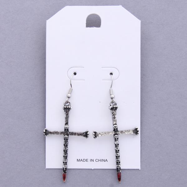 Skull Pattern Cross Dangle Earring