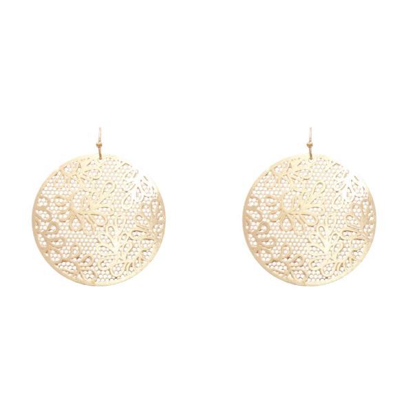 Metal Round Flower Dangle Earring
