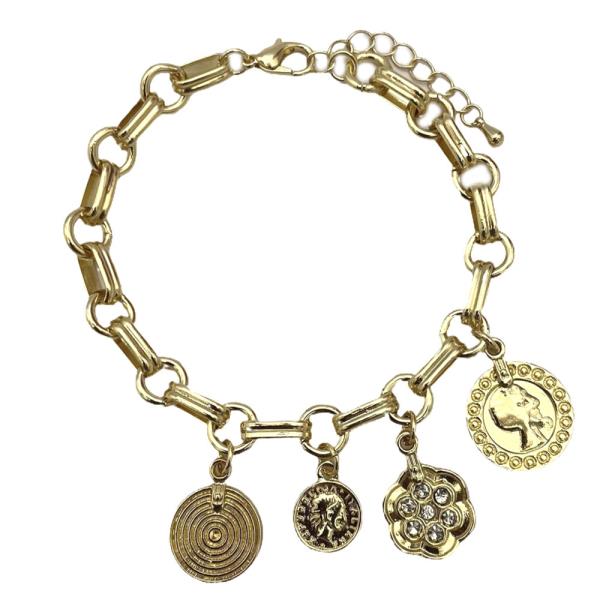 Coin Charm Metal Bracelet