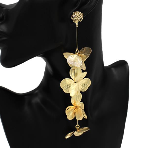 Wide Metal Flower Dangle Earring