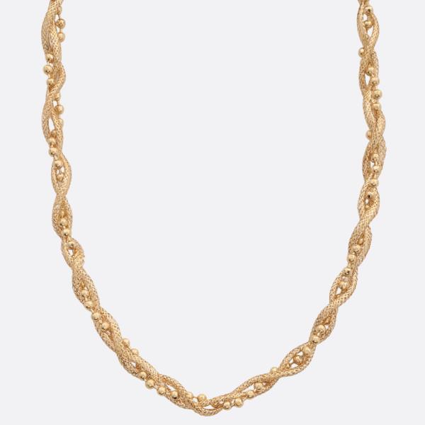Twisted Ball Bead Link Metal Necklace