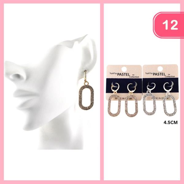 Rhinestone Tassel Earrings (12 Units)