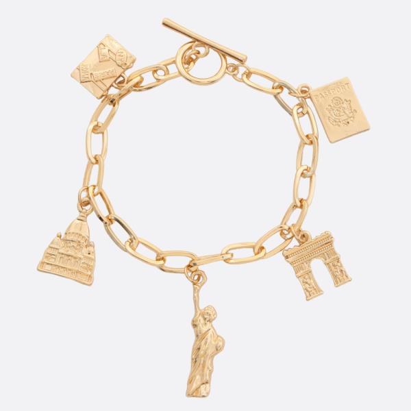 Statue of Liberty Charms Oval Link Toggle Bracelet
