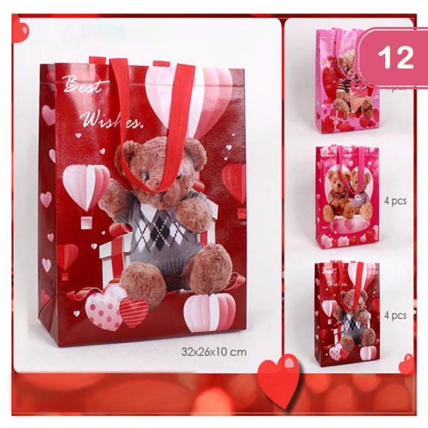 Valentine Days Bear Heart Gift Bag (12 Units)