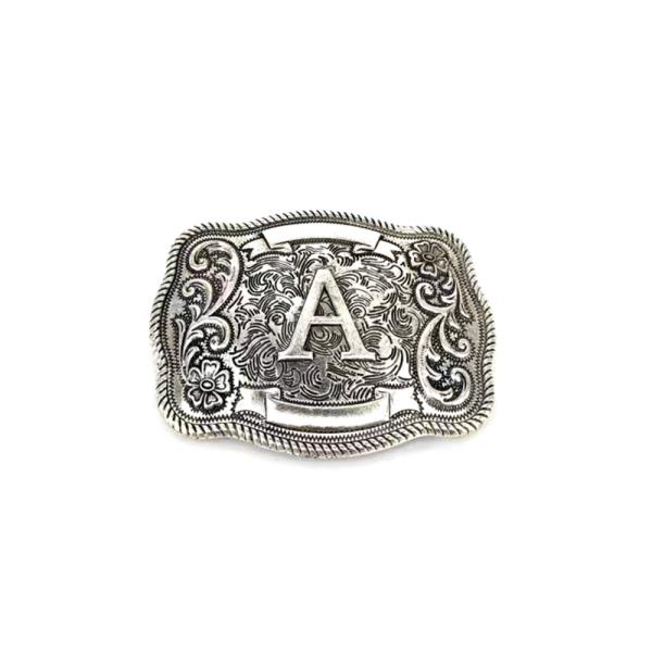 Western Engraved Style Initial Metal Buckle