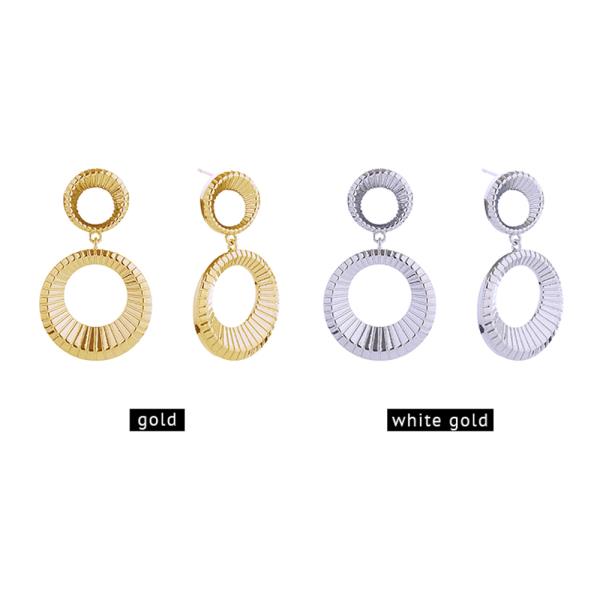 14K Gold White Gold Dipped Loop Post Earring