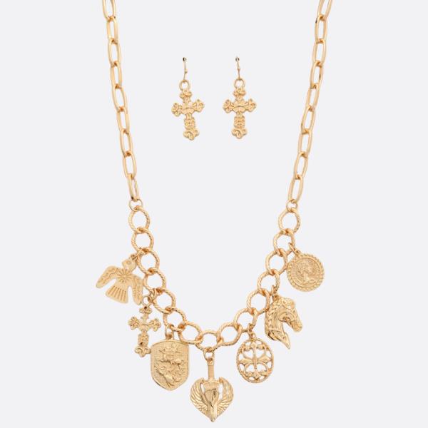 Multi Charm Metal Necklace