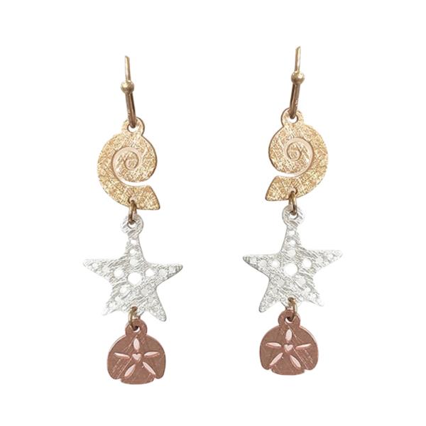 Sea Life Shell Starfish Drop Earring