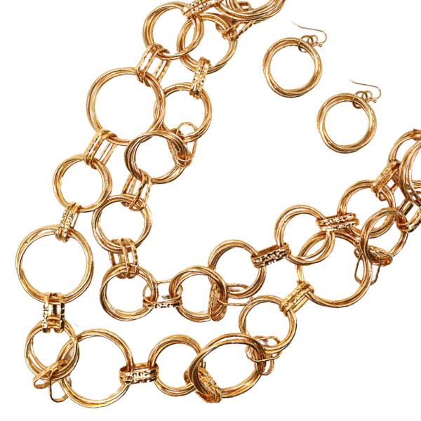 Chunky Circle Link Metal Layered Necklace
