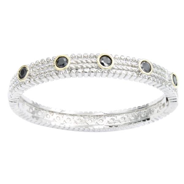 Two Tone Stone Bangle Bracelet