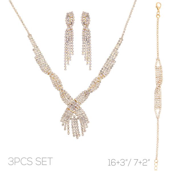 Twisted 3P Necklace Earring and Bracelet Set