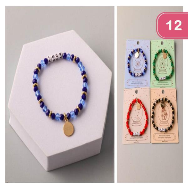 Luck Charm Crystal Beaded Bracelet (12 Units)