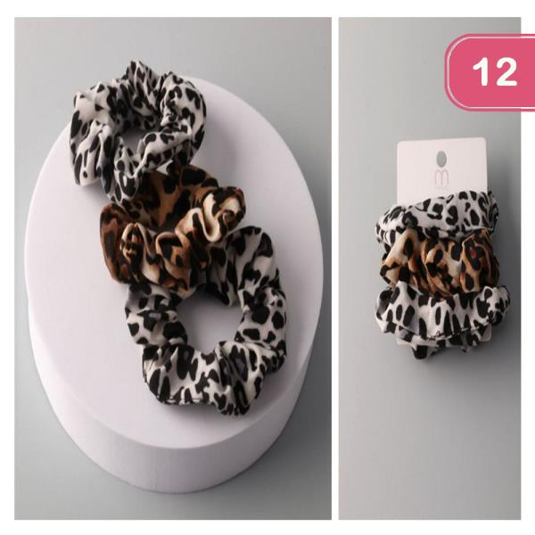 Cheetah Mix Scrunchie Set (12 Units)