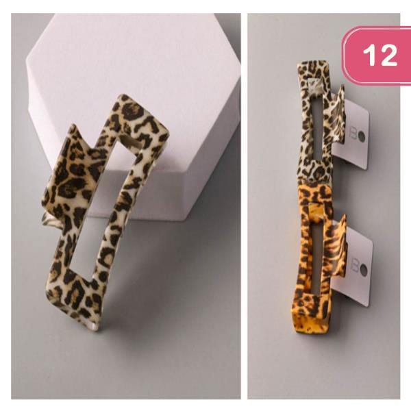 Cheetah Rectangle Claw Clip (12 Units)