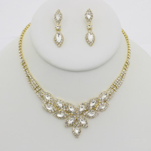 Rhinestone Necklace Earring Set