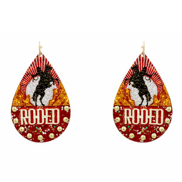 Western Glitter Rodeo Horse Teardrop Earring
