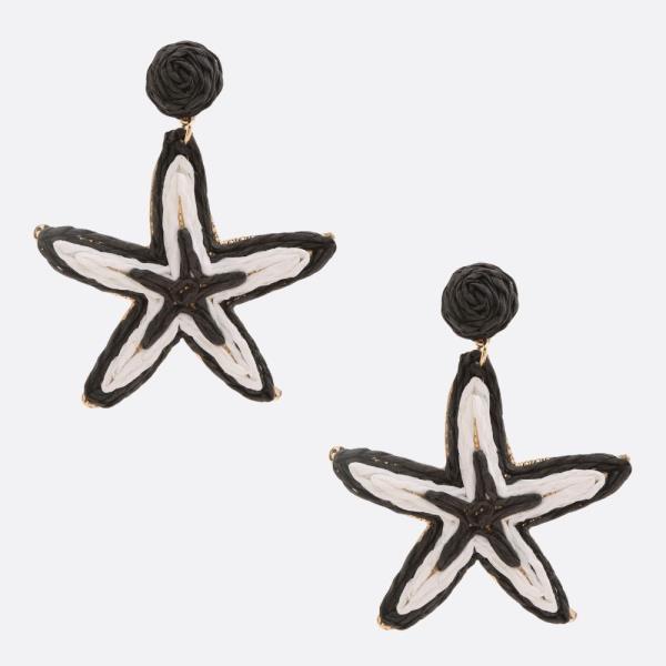 Raffia Starfish Dangle Earring
