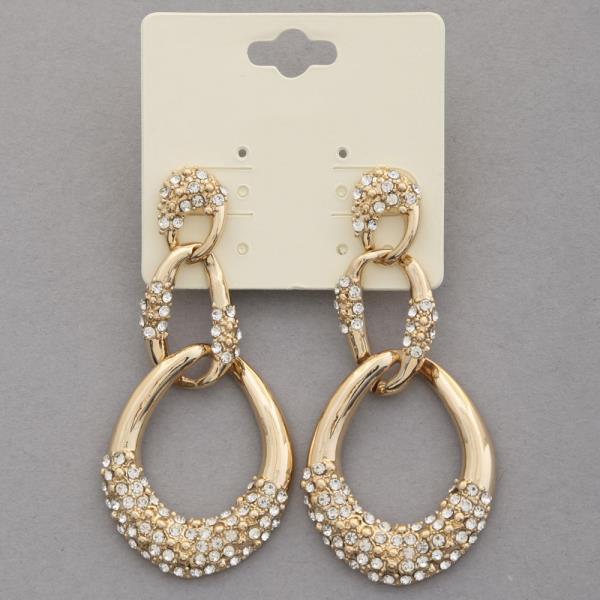 Rhinestone Teardrop Metal Dangle Earring