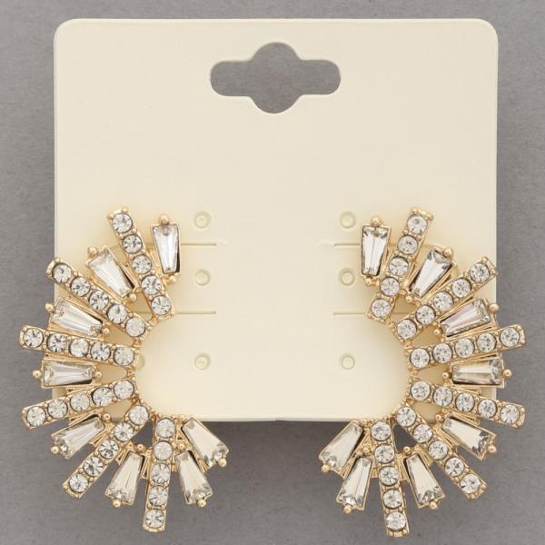 Half Circle Rhinestone Metal Earring