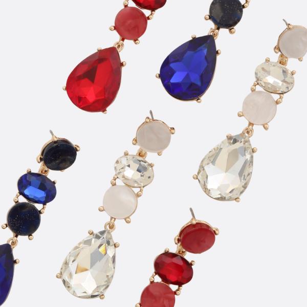 Oval Teardrop Crystal Link Dangle Earring