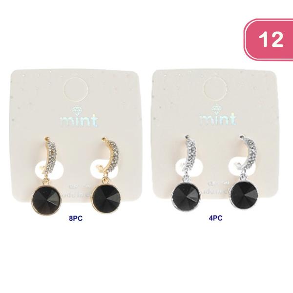 Rhinestone Round Hoop Earring (12 Units)