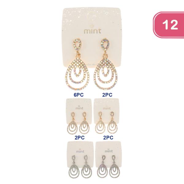 Rhinestone Teardrop Dangle Earring (12 Units)