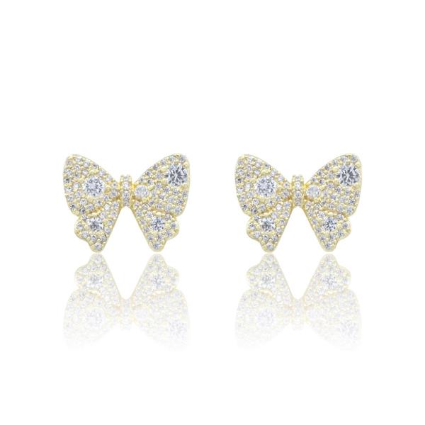 Ribbon Pave CZ Stud Earring