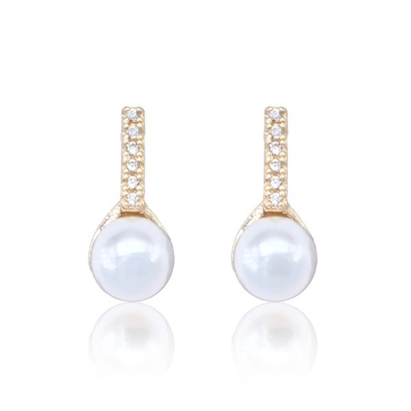 Pearl Bead CZ Earring