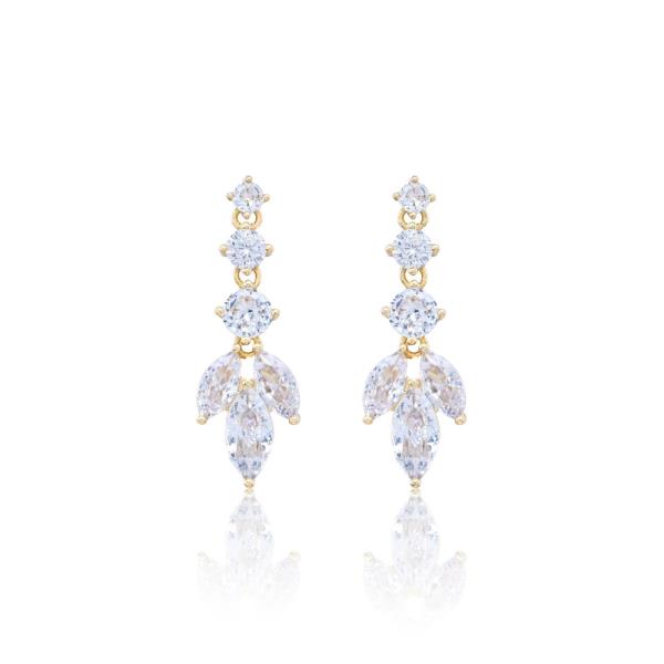 Oval CZ Leaf Dangle Earring