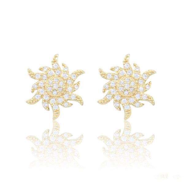 Swirl Flower CZ Earring