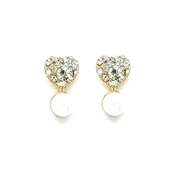 Heart CZ Pearl Bead Earring