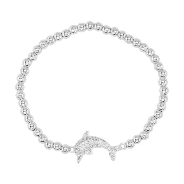 Stainless Steel Ball Dolphin Stretch Bracelet