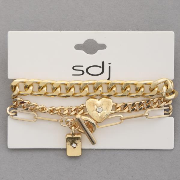SDJ Metal 3 Line Bracelet Set