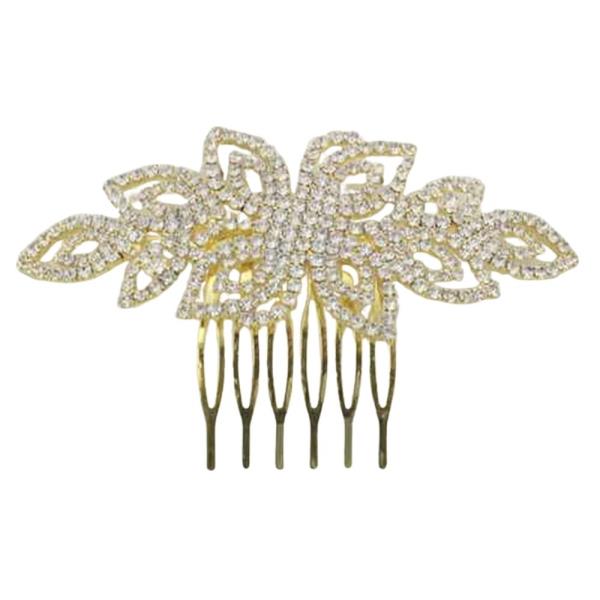 RHINESTONE FLORAL LEAF HAIR COMB