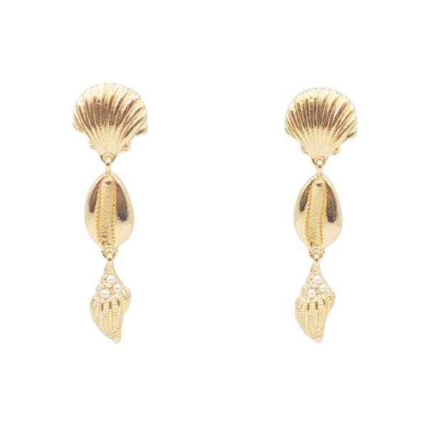 Metal Sea Life Shell Drop Earring