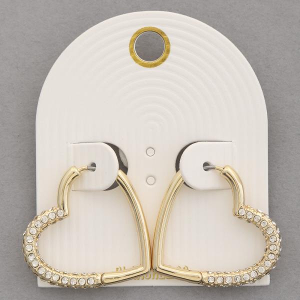 Rhinestone Heart Hoop Earring