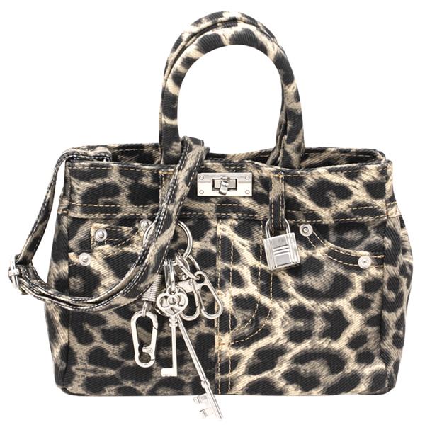 Stylish Denim Design Key Lock Handle Satchel Bag