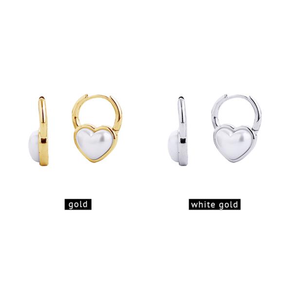 14K Gold White Gold Dipped Pearl Huggie Earring